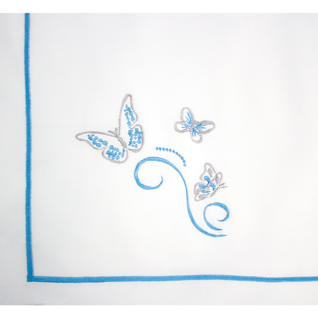 Blue Butterfly Embroidered Bed Set